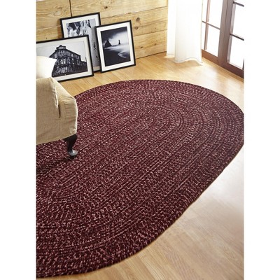60" x 96" Chenille Tweed Collection Burgundy & Mauve Reversible Indoor Area Utility Oval Rug - Better Trends