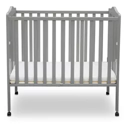 Delta Children Folding Portable Mini Baby Crib with 1.5'' Mattress - Gray