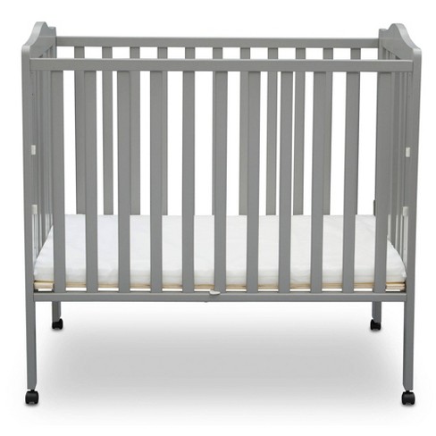 Delta Children Folding Portable Mini Baby Crib with 1.5'' Mattress - Gray - image 1 of 4