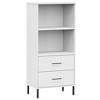 vidaXL Bookcase with 2 Drawers White 23.6 in.x13.8 in.x50.6 in. Solid Wood OSLO - 2 of 4