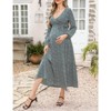 Coolmee Women's Summer Floral Maxi Dress Casual Wrap V Neck Long Sleeve Tie Waist Ruffle Boho Flowy Long Dresses - 2 of 4