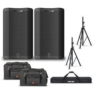 Harbinger VARI V4415 15" Powered Speakers Package With Bags & Stands - 1 of 4
