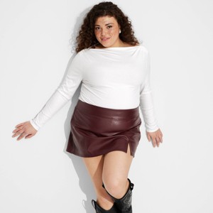 Women's Long Sleeve Ribbed Boat Neck Top - Wild Fable™ - 1 of 3