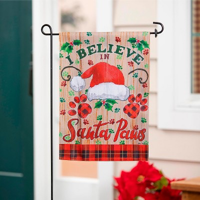 Evergreen Garden Flag Santa Paws Suede Double Sided Indoor Outdoor Decor 18" x 12.5"