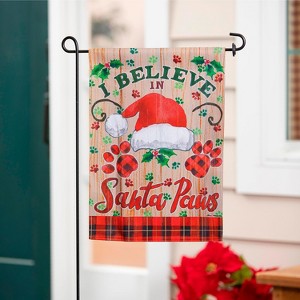 Evergreen Garden Flag Santa Paws Suede Double Sided Indoor Outdoor Decor 18" x 12.5" - 1 of 2