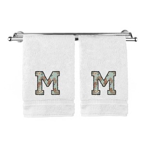 BC BARE COTTON Monogrammed Hand Towels, Personalized Gift, Set of 2 - Embroidered Writing with Greenish Cyan - 1 of 4