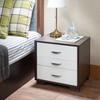Gulches 19 Inch High Nightstand, Black Frame and White Toned Drawer Finish, 3 Drawers - 4 of 4