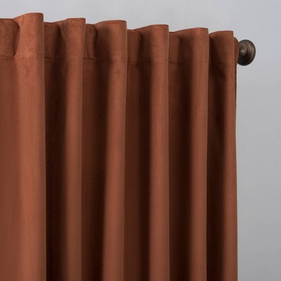 Terracotta Velvet Blackout Back Tab Curtain Panel