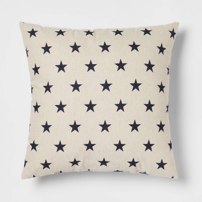 Photo 1 of Stars Square Throw Pillow Neutral/Blue - Threshold