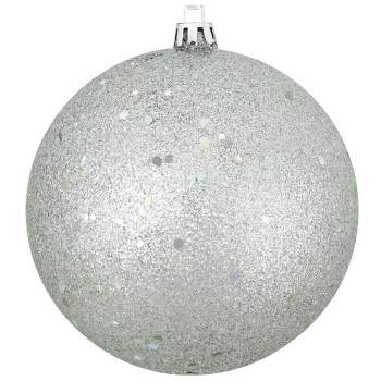 Northlight 4" Shatterproof Holographic Glitter Christmas Ball Ornament - Silver