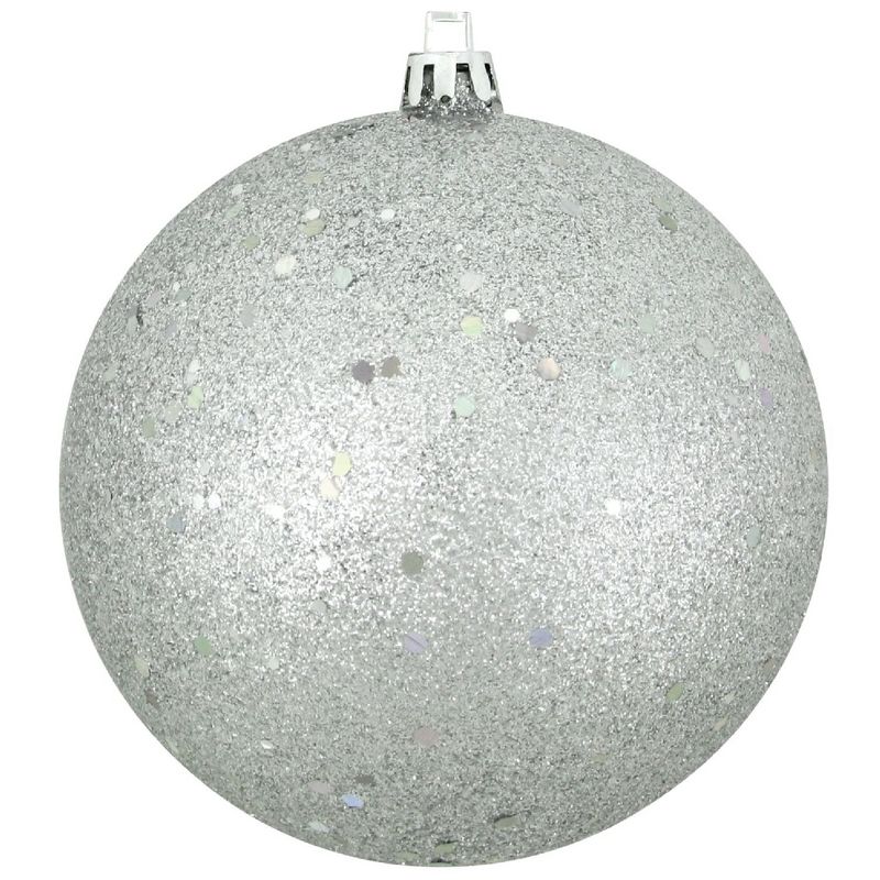 Northlight 4" Shatterproof Holographic Glitter Christmas Ball Ornament - Silver, 1 of 3