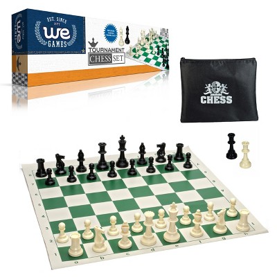 WE Games Tournament Chess Set - Heavy Weighted Chess Pieces with Roll-up Chess Board and Zipper Pouch for Chessmen