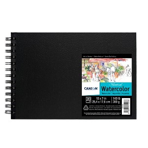 Canson Artist Series Montval Watercolor Art Book, Black Cover, Side Wire Binding, 20 Sheet, 10x7 inch, 1 Count - 1 of 4