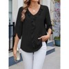 Womens Dressy Casual Blouses 3/4 Sleeve V Neck Ruffle Tops Business Ladies Summer Shirt - 2 of 4