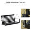 SKRAN 2-Seater Hanging Porch Swing, Outdoor Patio Swing Chair Seat with Slatted Build and Chains, 440lbs Weight Capacity for Patio,Courtyard, Black - 4 of 4