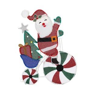 LuxenHome Santa on Peppermint Bike Lighted Holiday Decoration Multicolored - 1 of 4