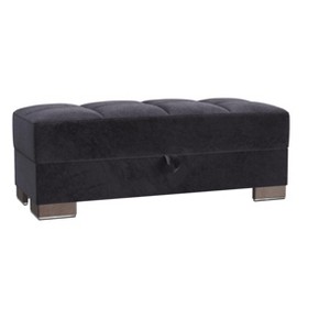 HomeRoots 52" Black and Brown Microfiber Tufted Storage Ottoman - 1 of 4
