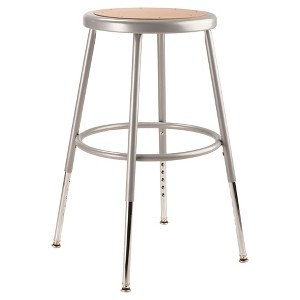 National Public Seating 6200 Series Heavy Duty 18 Inch Adjustable Height Steel Stool with 1 Inch Round Seat Pan, Grey Frame and Legs - 1 of 4