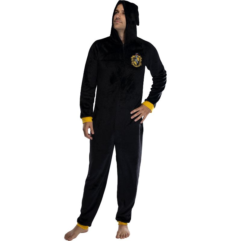 Harry Potter Adult Men's Hooded One-Piece Pajama Union Suit, 1 of 4
