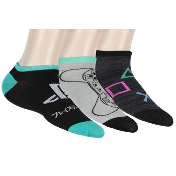 PlayStation Adult Logo Icon Controller 3 Pack No Show Ankle Socks Multicoloured