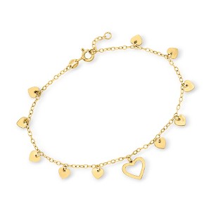 Pure Collection by Ross-Simons Italian 14kt Yellow Gold Heart Station Bracelet - 1 of 4