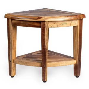 EcoDecors® SnazzyCorner® 18"H Teak Wood Corner Shower Bench with Shelf in EarthyTeak Finish - Target Plus Natural 22"L x 15"D x 18"H - 1 of 4