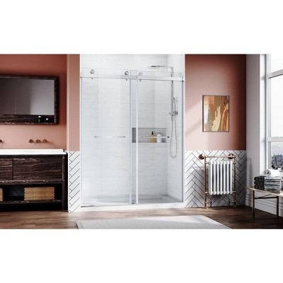 Chrome Frameless Sliding Shower Door with Clear Tempered Glass