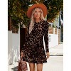 2025 Women's Long Sleeve Sweater Dress for Fall, Crew Neck Knit Midi Dress Leopard - 2 of 4