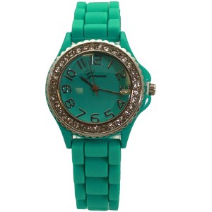 Olivia Pratt Every Day Thin Band Silicone and Rhinestones Colorful Women Watch - 1 of 4