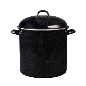 Granite Ware 15 Qt Heavy Gauge Stock Pot With Lid. (Speckled Black) Enamelware. Stainless Steel. Suitable for Cooktops, Oven To Table - 1 of 4