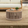 Round Outdoor Rope Coffee Table, Modern Patio Table with Acacia Wood Top for Balcony, Deck or Small Spaces-The Pop Home - 2 of 4