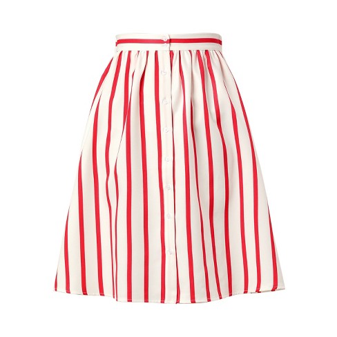 Vertical striped shop skirt red