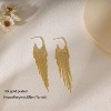 Gold Earrings for Women, 14K Gold Plated Tassel Dangle Earrings for Women Trendy Hypoallergenic Long Chain Earring - 4 of 4