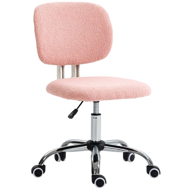 Vinsetto Fluffy Office Chair with Adjustable Height, Wheels, Armless Comfy Computer Chair, 4 of 7