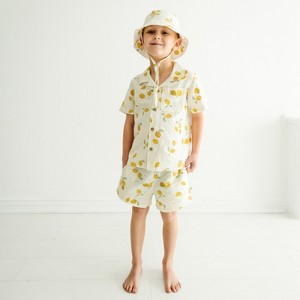 Organic Boys Shirt and Shorts Outfit Linen - Citron - 1 of 4