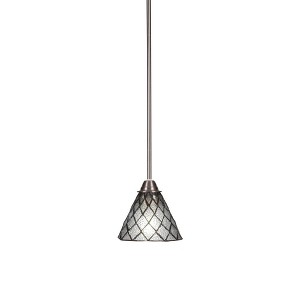 Toltec Lighting Paramount 1 - Light Pendant in  Brushed Nickel with 7" Diamond Ice Art Glass Shade - 1 of 1