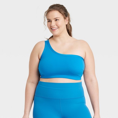 Women's Light Support Brushed Sculpt Asymmetrical Sports Bra - All In  Motion™ Sapphire Blue 2X