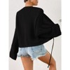 Coolmee Women's Crochet Cardigan Long Sleeve Open Front Button Down Trendy Casual Cropped Sweater - 3 of 4