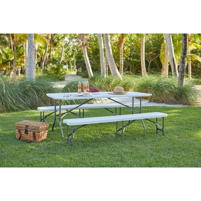 6’ Fold-in-Half Resin Table Patio Table, 1 of 2