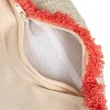 Storied Home Cotton Slub Pillow with Flowers, Embroidery and Eyelash Fringe, Multi Color - 3 of 4