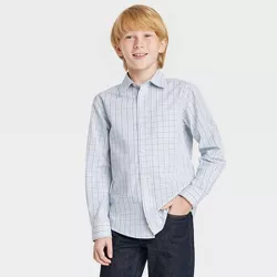 Boys' Woven Checkered Suiting Shirt - Cat & Jack™ Gray/Blue