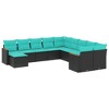 vidaXL Patio Sofa Set Black and Blue PE rattan and powder-coated steel - Black Without table - 2 of 4