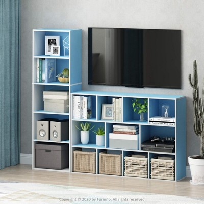 Furinno 5 Cube Reversible Storage Bookcase Open Shelf Organzier Horizontal Vertical,Blue