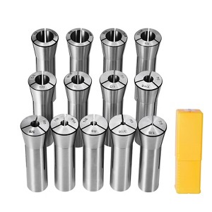 VEVOR 13 pcs Precision R8 Collet Set, 1/8'' - 7/8'', 45# Mill Collet Chuck 0.0012"/30μm TIR with 13 Labeled Storage Boxes - 1 of 4