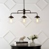 37.5" 3-Light Avery Industrial Farmhouse Rustic Iron/Glass LED Pendant Oil Rubbed Bronze/Clear - JONATHAN Y: UL Listed, Adjustable Height - 3 of 4
