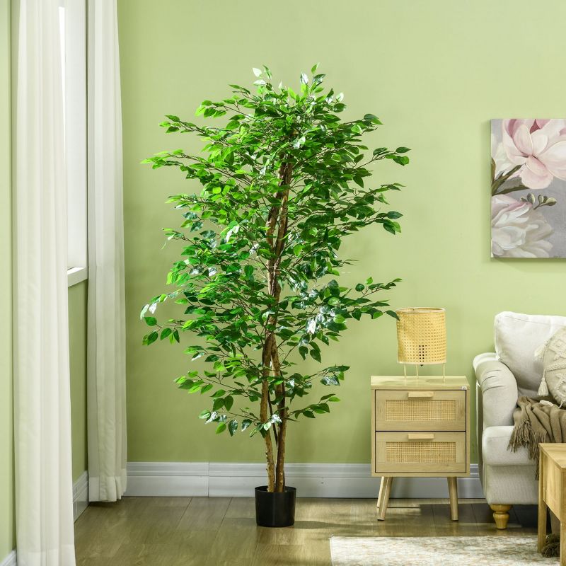HOMCOM 6' Artificial Ficus Tree, Potted Indoor Outdoor Fake Plant for Home Office Living Room Décor, 5 of 7