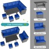 7-Piece Outdoor Wicker Sofa Set with Cushions and Glass Table, Sectional Patio Conversation Furniture for Backyard and Balcony, Grey and Blue - 4 of 4