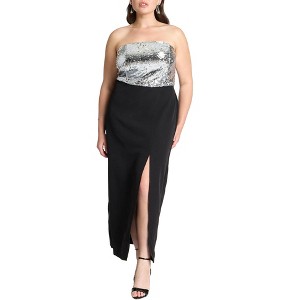 ELOQUII Women's Plus Size Sequin Bodice Fitted Maxi Dress - 1 of 4