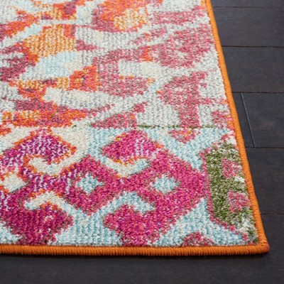 Ivory and Orange Geometric Flat Woven Area Rug