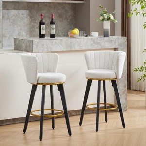 PAGED Bar Stools Set of 2 Modern Swivel Upholstered Counter Stools with Back and Metal Legs Counter Height Bar Stools for Pub, Dining Room - 1 of 4